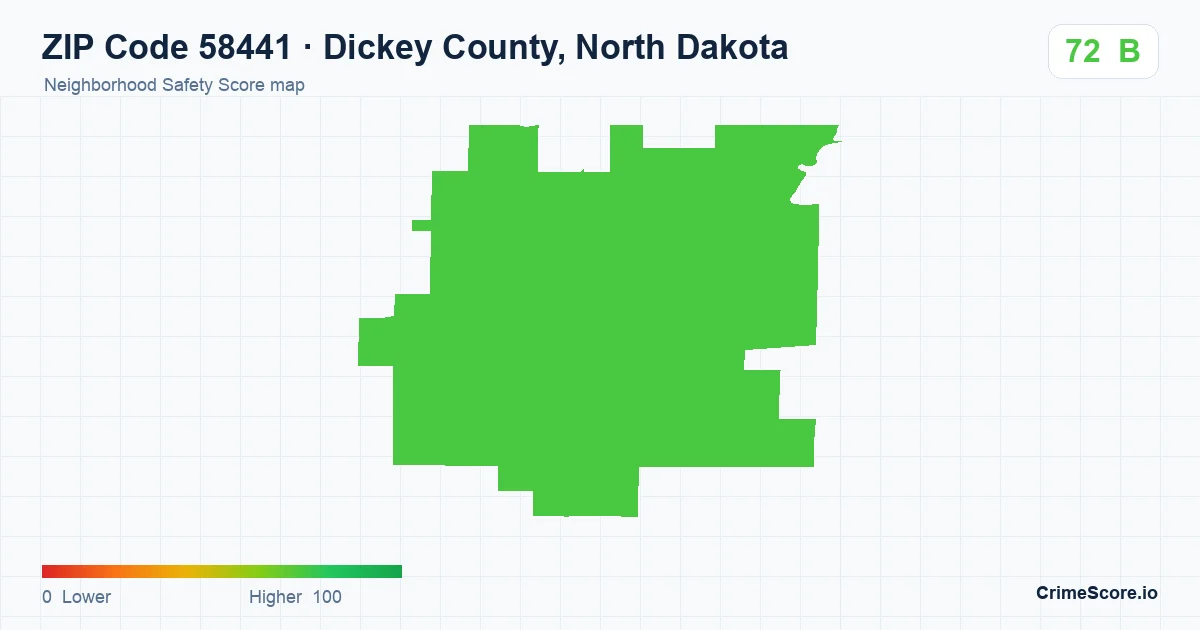 ZIP Code 58441 in Dickey County, North Dakota neighborhood Safety Score map
