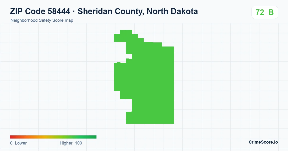 ZIP Code 58444 in Sheridan County, North Dakota neighborhood Safety Score map