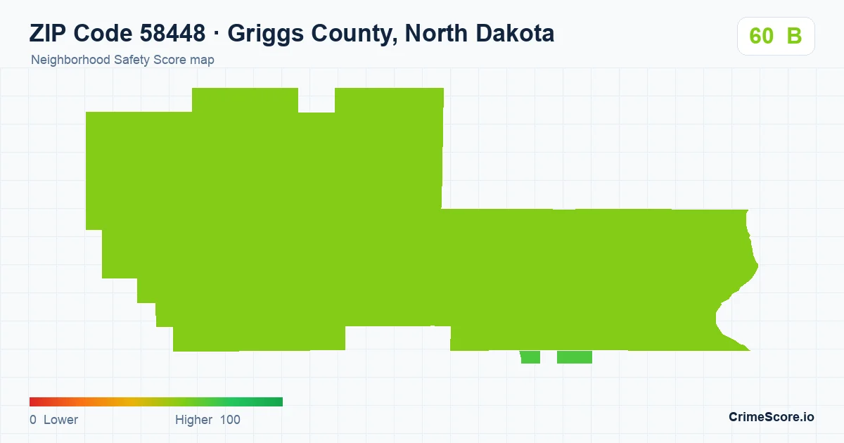 ZIP Code 58448 in Griggs County, North Dakota neighborhood Safety Score map