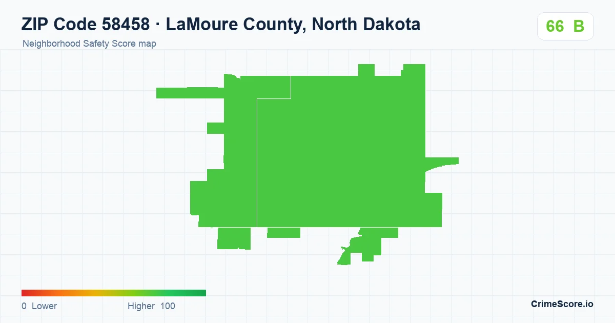ZIP Code 58458 in LaMoure County, North Dakota neighborhood Safety Score map