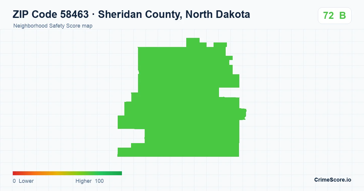 ZIP Code 58463 in Sheridan County, North Dakota neighborhood Safety Score map