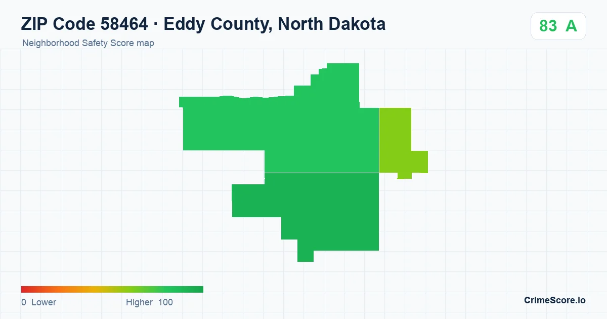 ZIP Code 58464 in Eddy County, North Dakota neighborhood Safety Score map