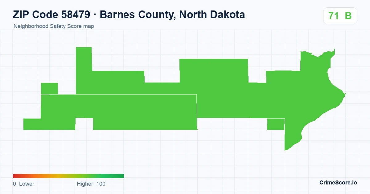ZIP Code 58479 in Barnes County, North Dakota neighborhood Safety Score map