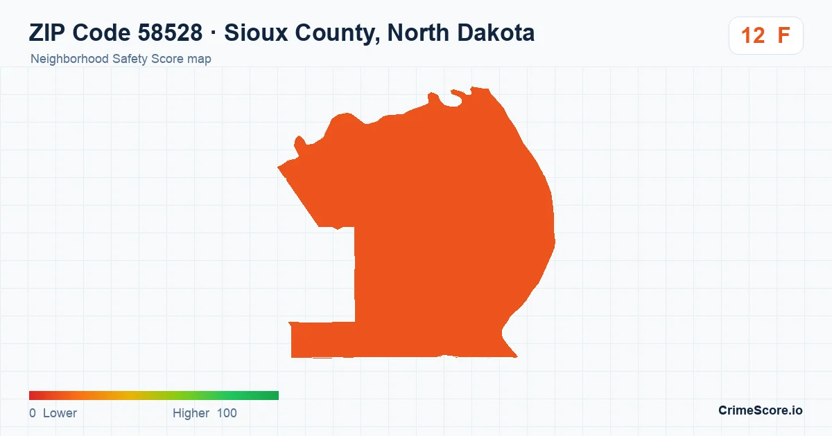 ZIP Code 58528 in Sioux County, North Dakota neighborhood Safety Score map