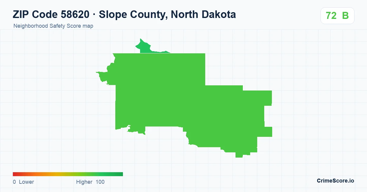 ZIP Code 58620 in Slope County, North Dakota neighborhood Safety Score map