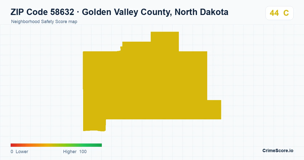 ZIP Code 58632 in Golden Valley County, North Dakota neighborhood Safety Score map