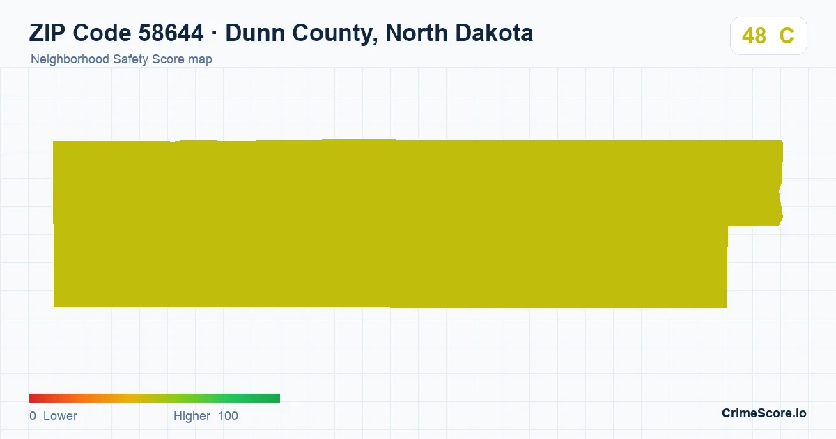 ZIP Code 58644 in Dunn County, North Dakota neighborhood Safety Score map
