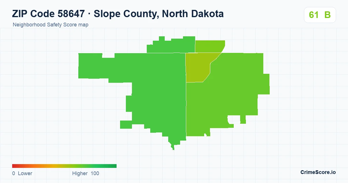 ZIP Code 58647 in Slope County, North Dakota neighborhood Safety Score map
