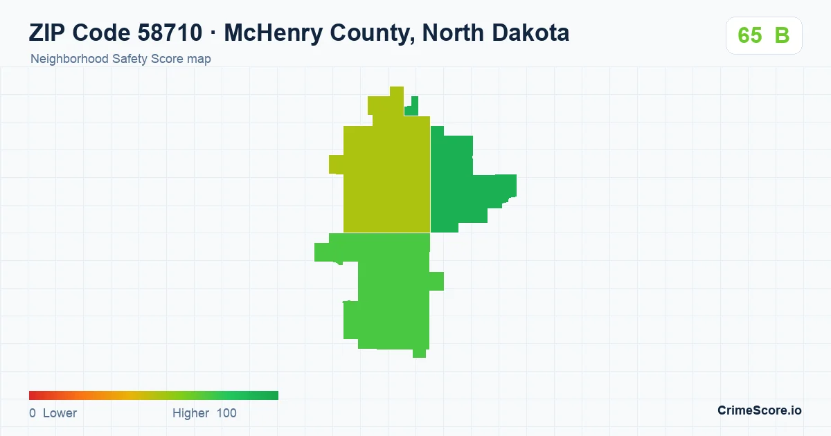 ZIP Code 58710 in McHenry County, North Dakota neighborhood Safety Score map