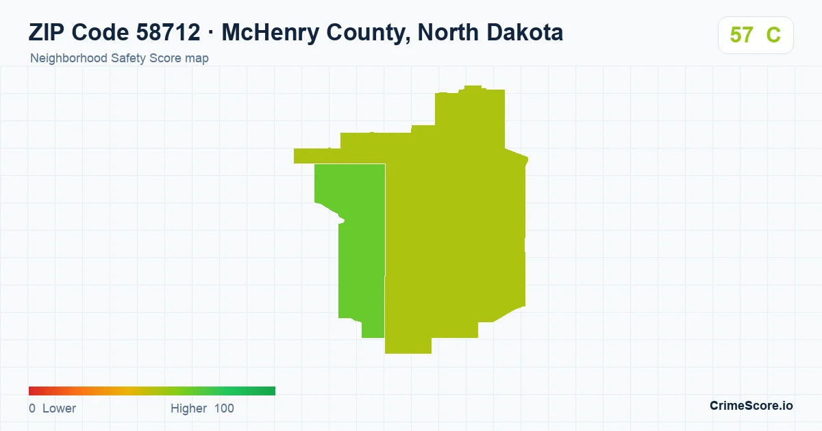 ZIP Code 58712 in McHenry County, North Dakota neighborhood Safety Score map