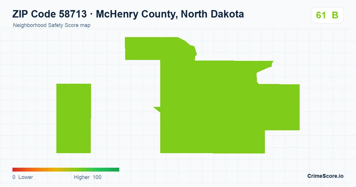 ZIP Code 58713 in McHenry County, North Dakota neighborhood Safety Score map