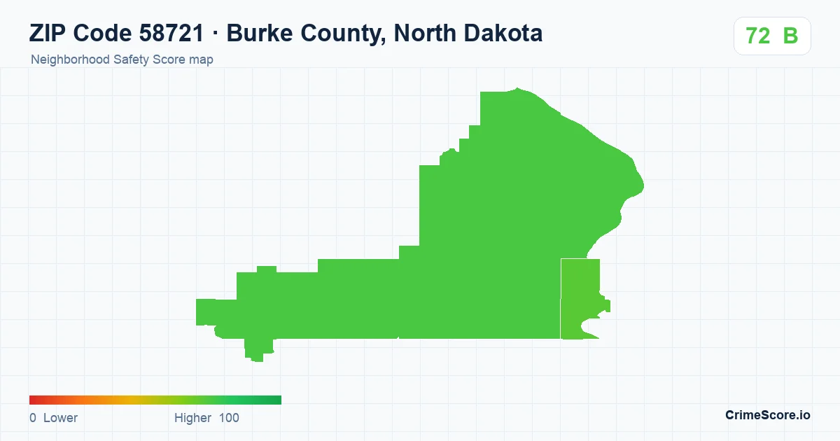 ZIP Code 58721 in Burke County, North Dakota neighborhood Safety Score map