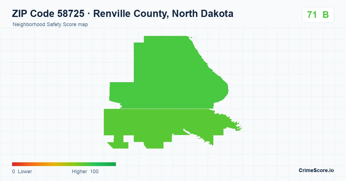 ZIP Code 58725 in Renville County, North Dakota neighborhood Safety Score map