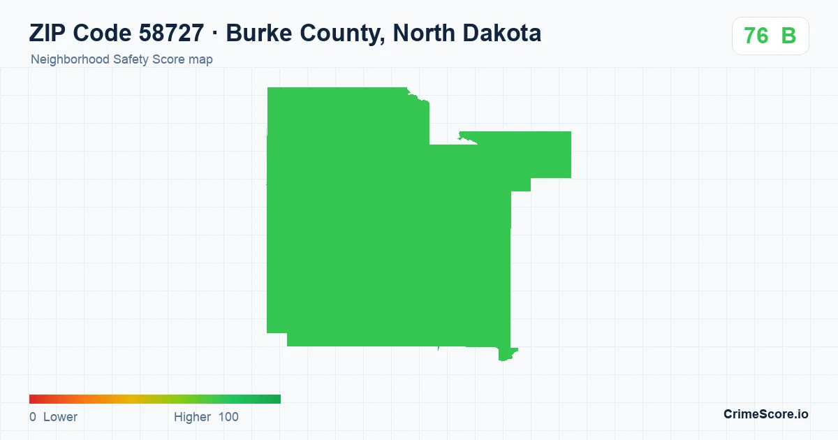 ZIP Code 58727 in Burke County, North Dakota neighborhood Safety Score map