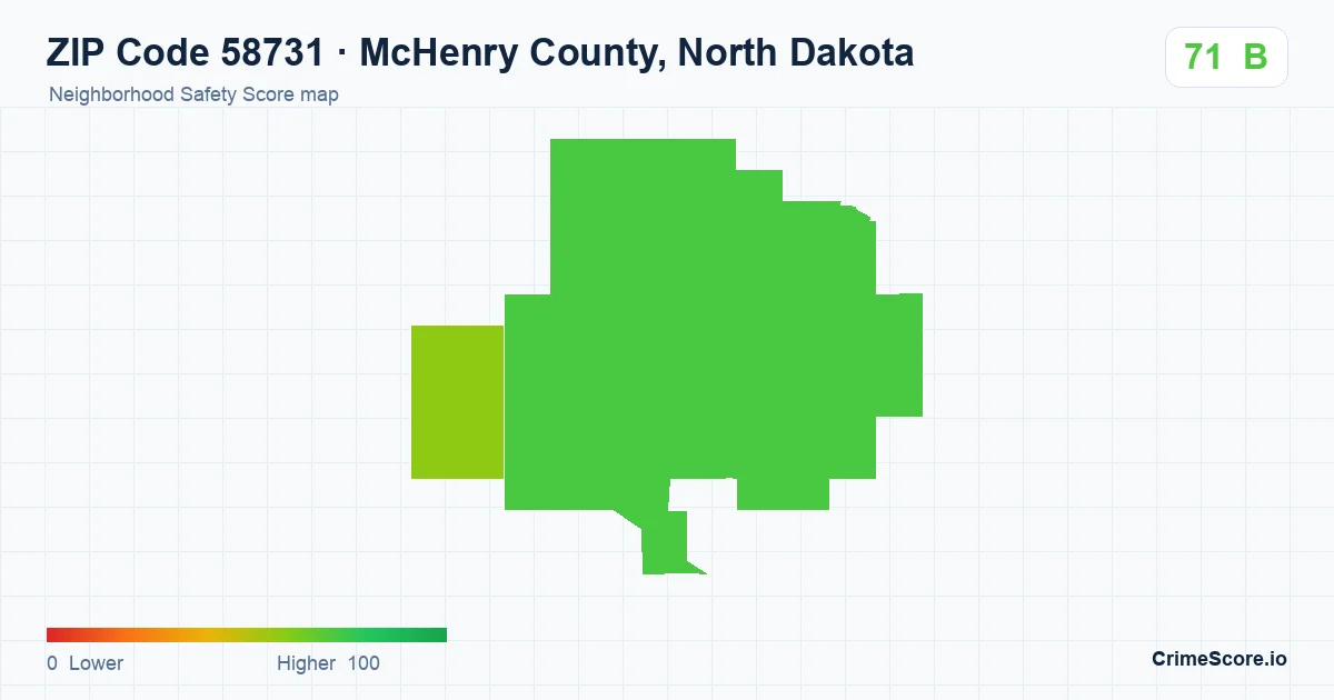ZIP Code 58731 in McHenry County, North Dakota neighborhood Safety Score map