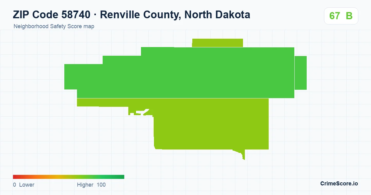 ZIP Code 58740 in Renville County, North Dakota neighborhood Safety Score map