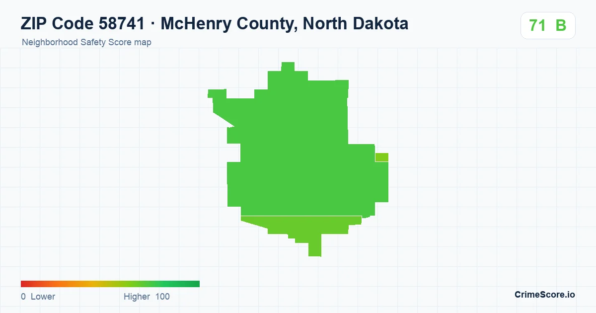 ZIP Code 58741 in McHenry County, North Dakota neighborhood Safety Score map