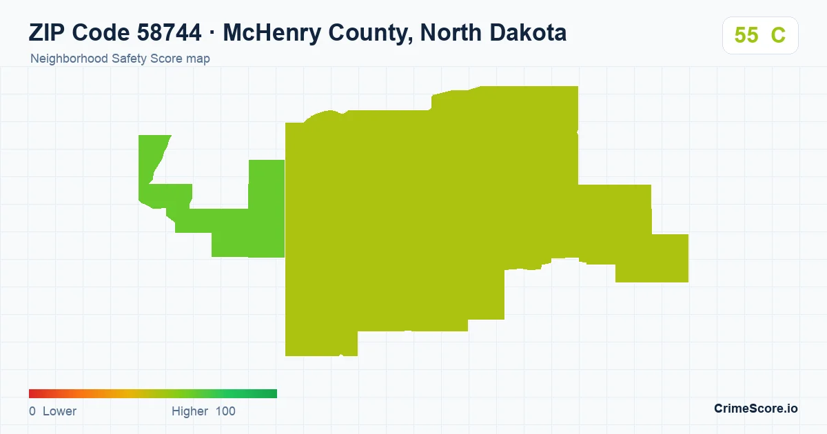 ZIP Code 58744 in McHenry County, North Dakota neighborhood Safety Score map