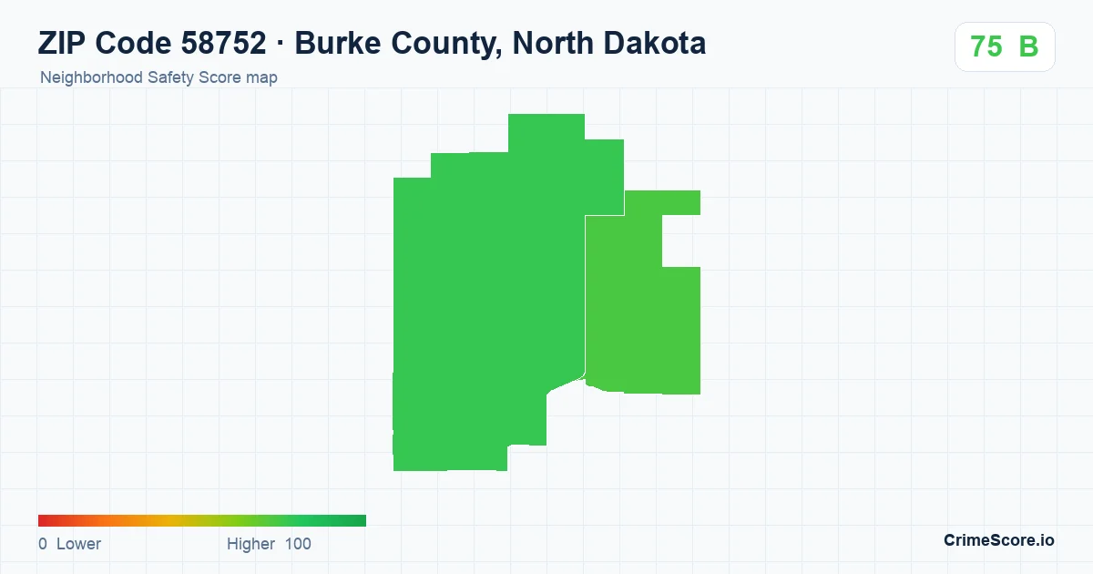 ZIP Code 58752 in Burke County, North Dakota neighborhood Safety Score map