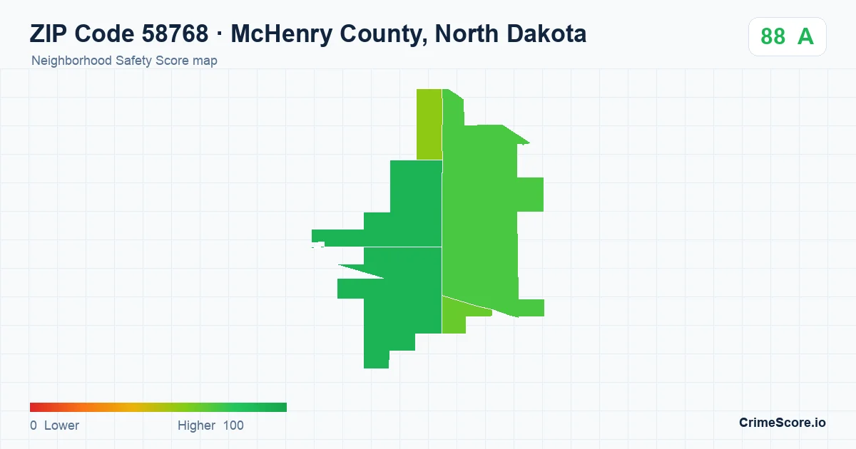 ZIP Code 58768 in McHenry County, North Dakota neighborhood Safety Score map