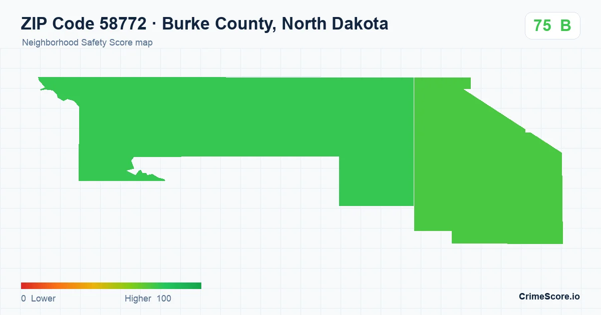 ZIP Code 58772 in Burke County, North Dakota neighborhood Safety Score map