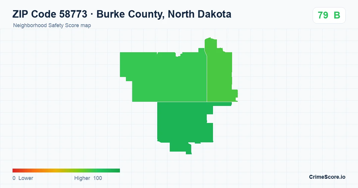 ZIP Code 58773 in Burke County, North Dakota neighborhood Safety Score map