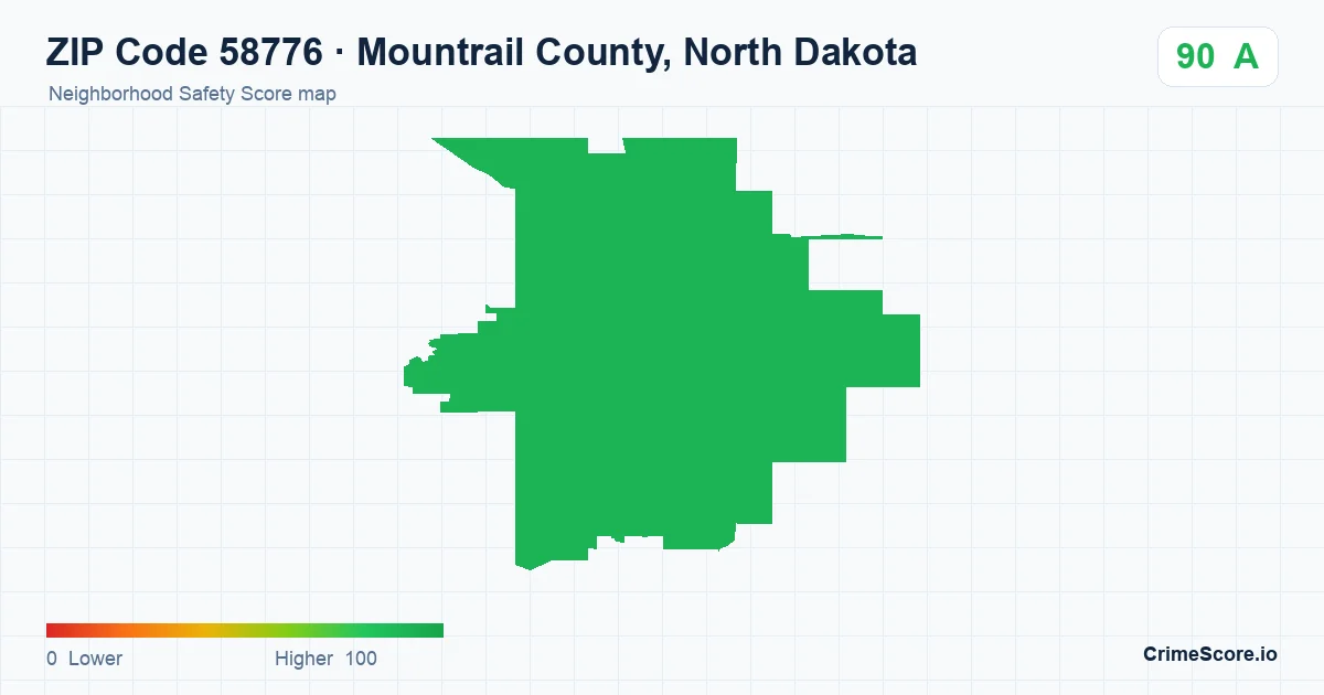 ZIP Code 58776 in Mountrail County, North Dakota neighborhood Safety Score map