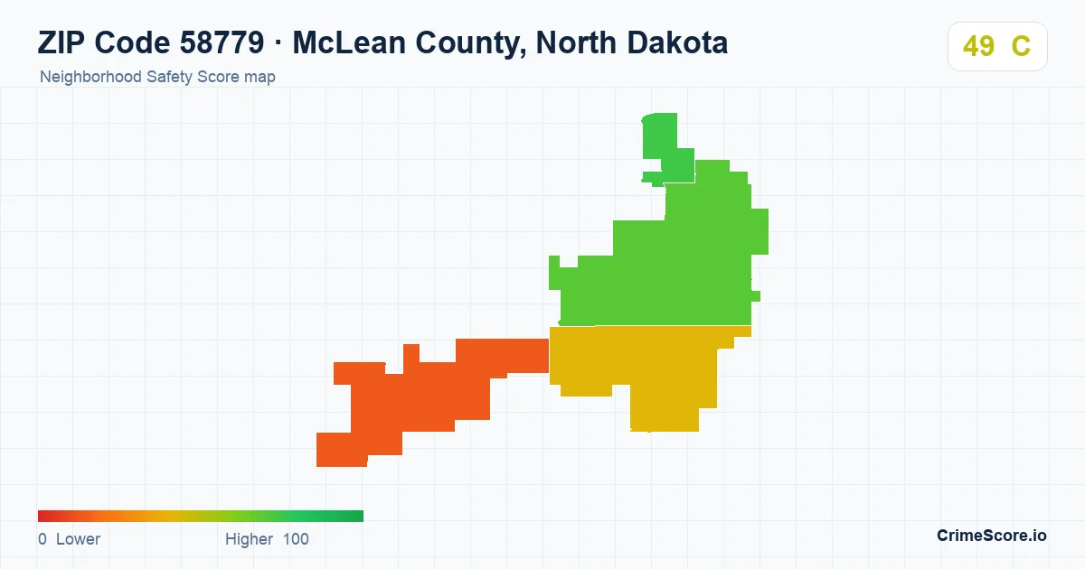 ZIP Code 58779 in McLean County, North Dakota neighborhood Safety Score map