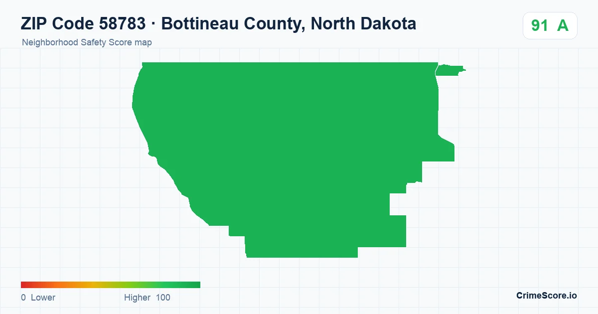 ZIP Code 58783 in Bottineau County, North Dakota neighborhood Safety Score map