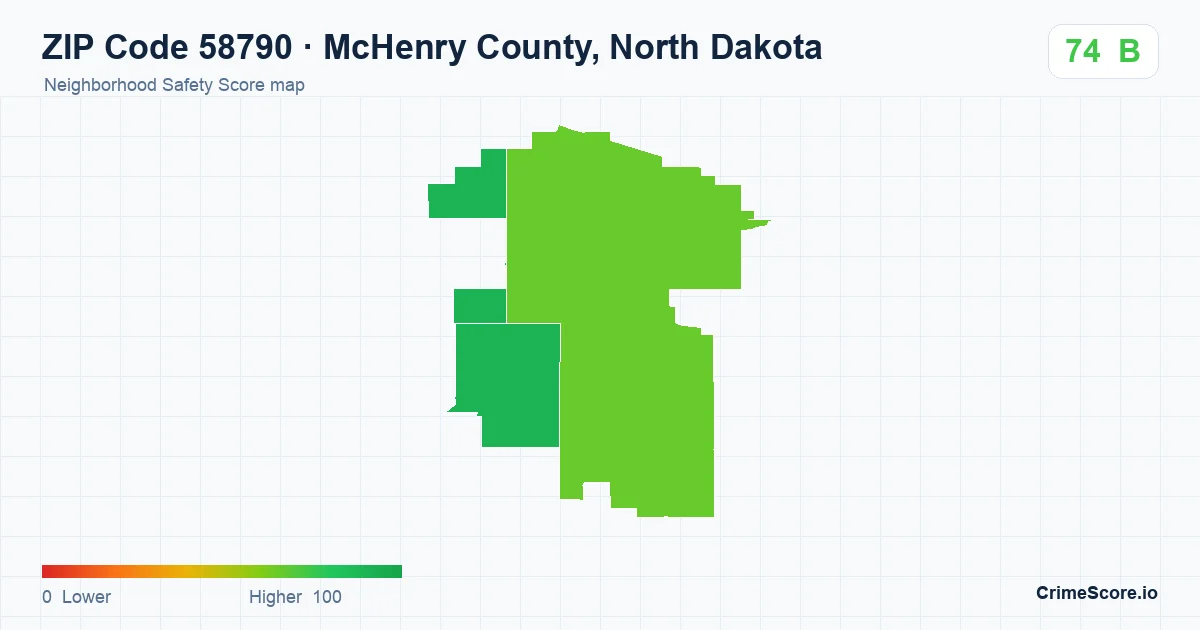 ZIP Code 58790 in McHenry County, North Dakota neighborhood Safety Score map