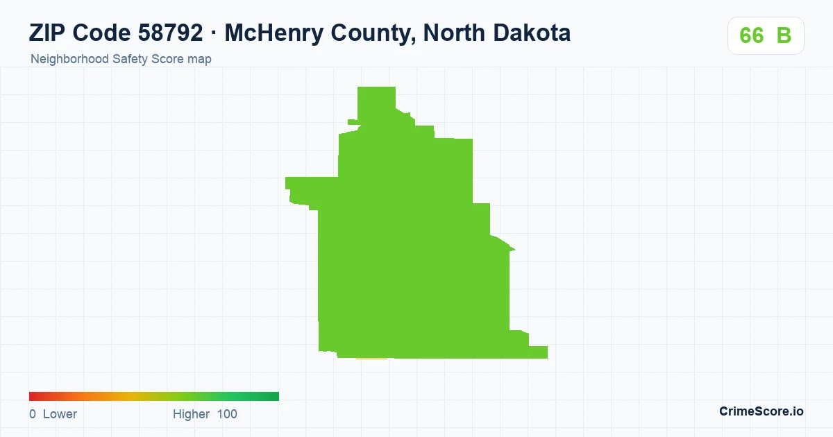 ZIP Code 58792 in McHenry County, North Dakota neighborhood Safety Score map