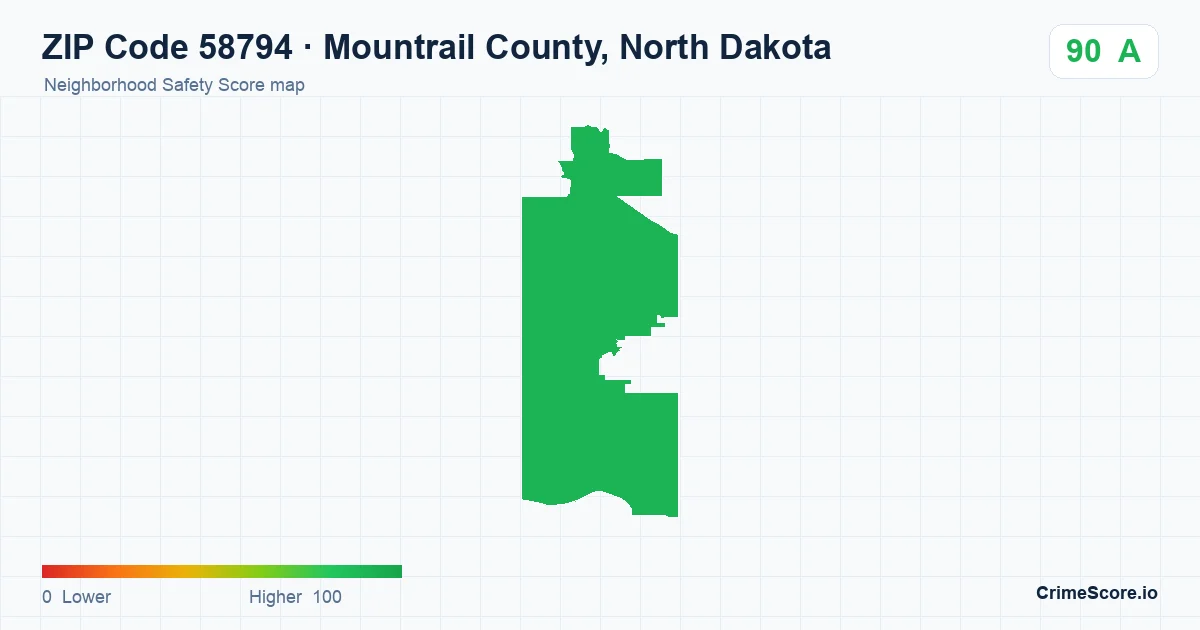 ZIP Code 58794 in Mountrail County, North Dakota neighborhood Safety Score map