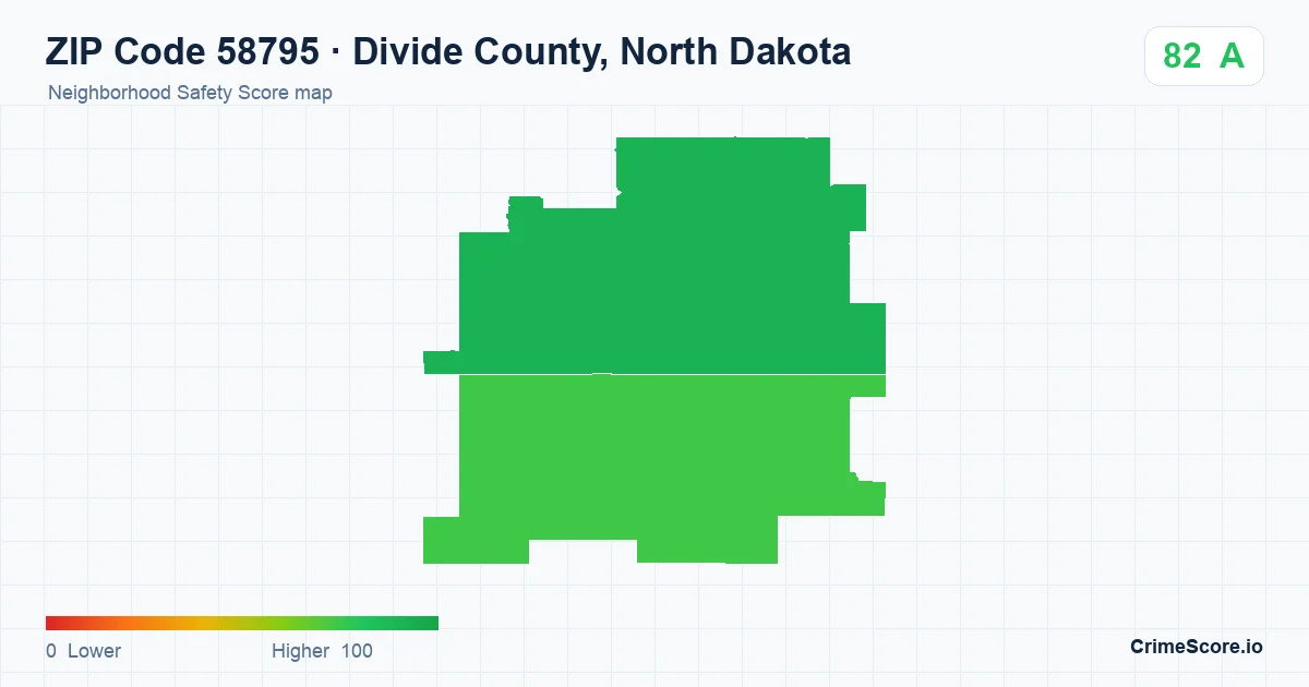 ZIP Code 58795 in Divide County, North Dakota neighborhood Safety Score map