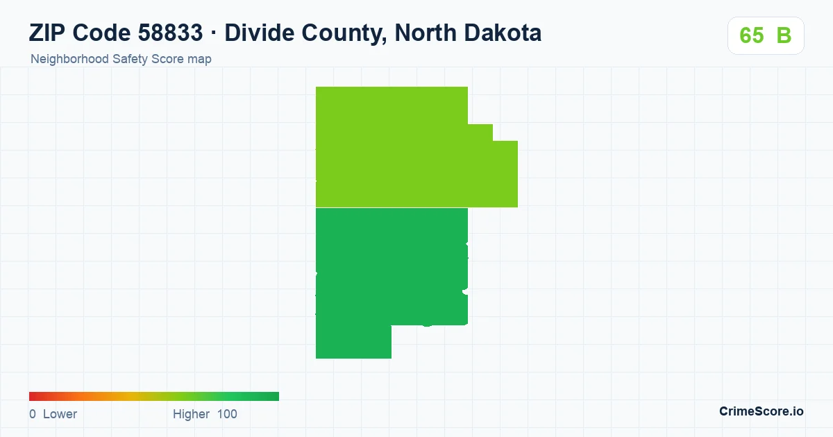 ZIP Code 58833 in Divide County, North Dakota neighborhood Safety Score map