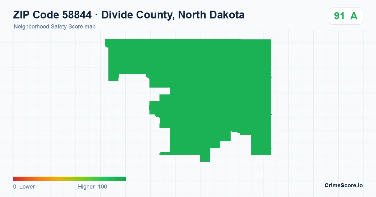 ZIP Code 58844 in Divide County, North Dakota neighborhood Safety Score map