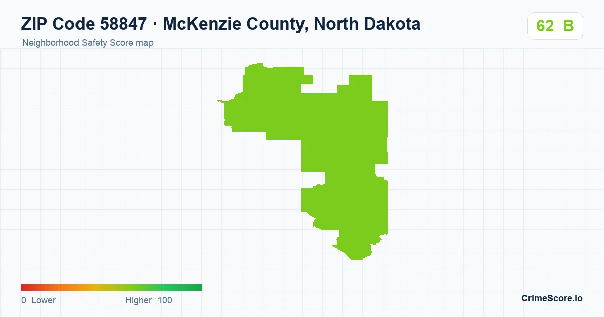 ZIP Code 58847 in McKenzie County, North Dakota neighborhood Safety Score map