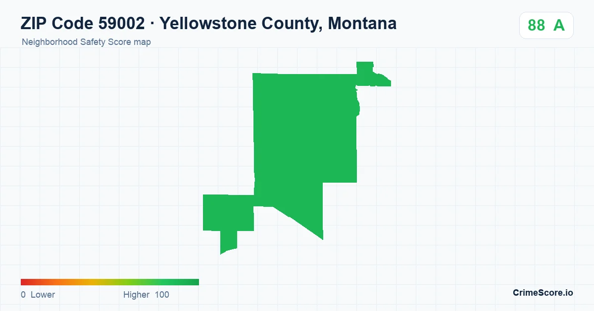 ZIP Code 59002 in Yellowstone County, Montana neighborhood Safety Score map