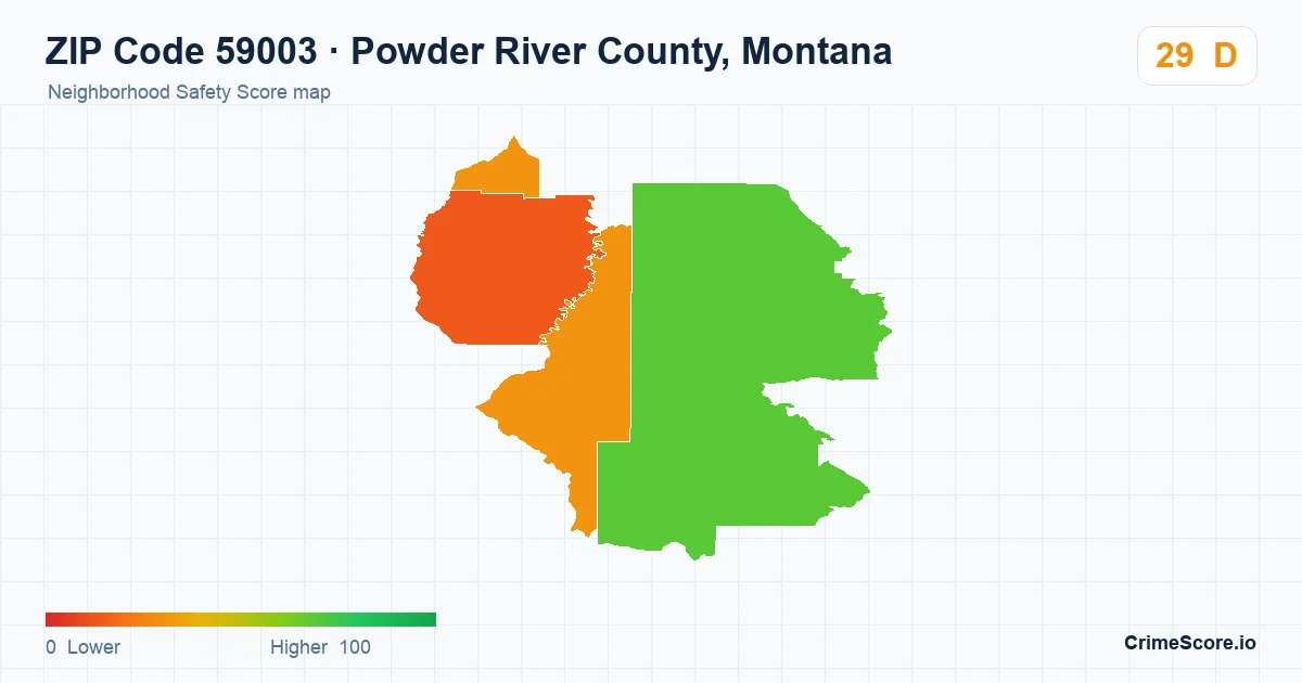 ZIP Code 59003 in Powder River County, Montana neighborhood Safety Score map
