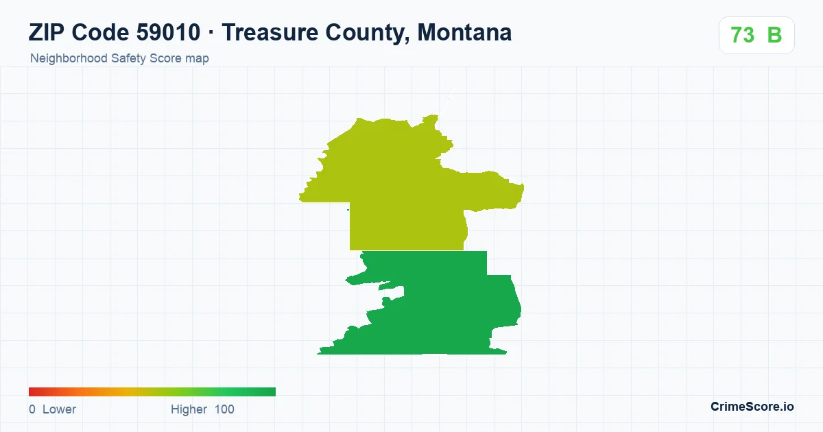 ZIP Code 59010 in Treasure County, Montana neighborhood Safety Score map