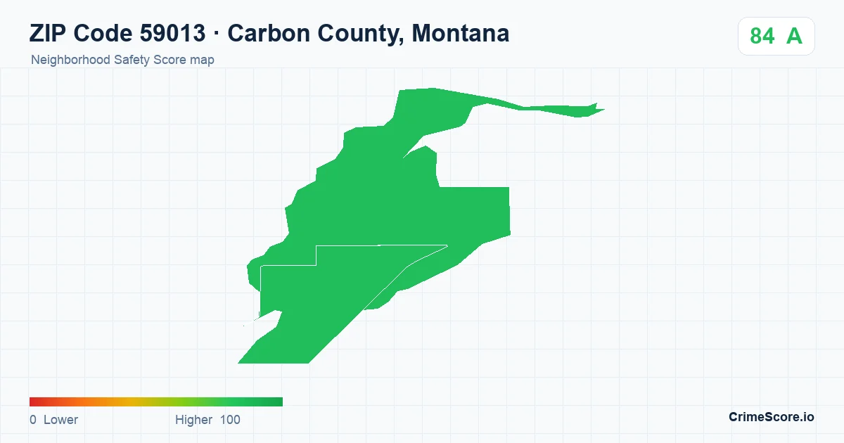 ZIP Code 59013 in Carbon County, Montana neighborhood Safety Score map