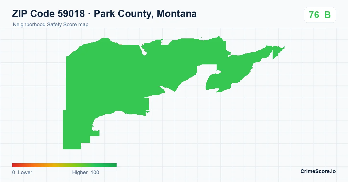 ZIP Code 59018 in Park County, Montana neighborhood Safety Score map