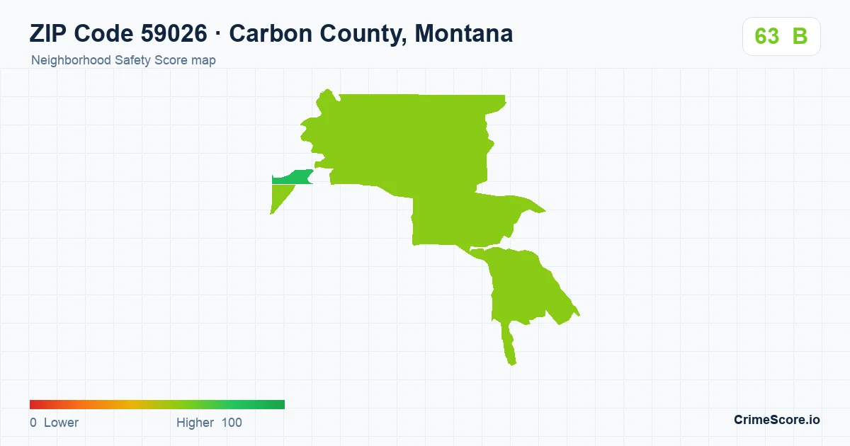 ZIP Code 59026 in Carbon County, Montana neighborhood Safety Score map