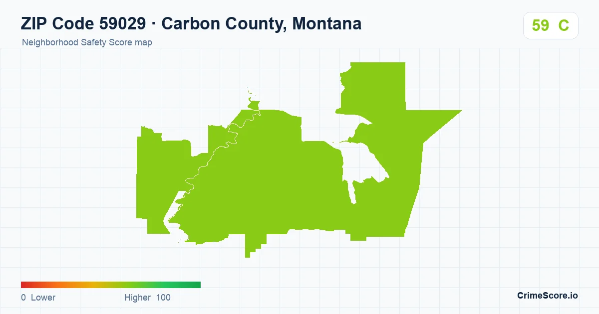 ZIP Code 59029 in Carbon County, Montana neighborhood Safety Score map