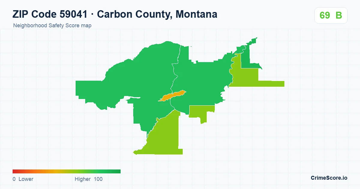 ZIP Code 59041 in Carbon County, Montana neighborhood Safety Score map