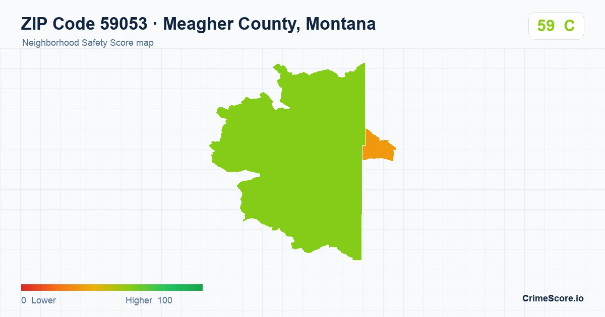 ZIP Code 59053 in Meagher County, Montana neighborhood Safety Score map