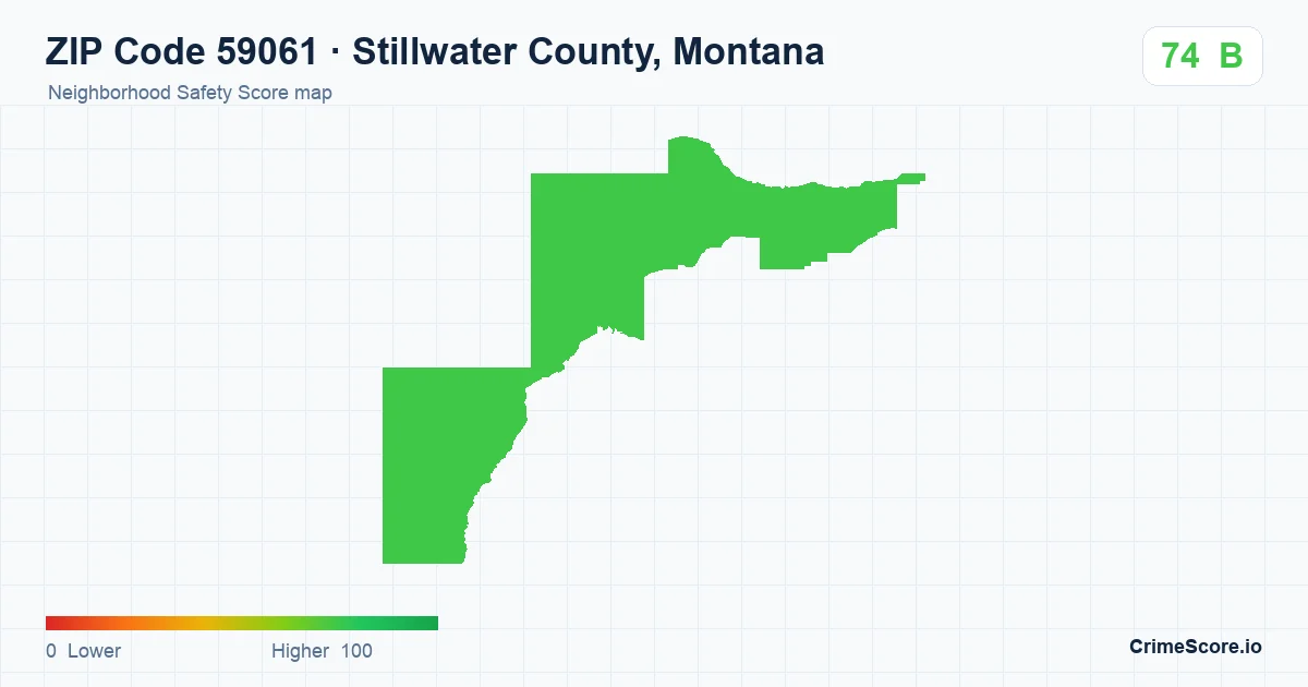 ZIP Code 59061 in Stillwater County, Montana neighborhood Safety Score map