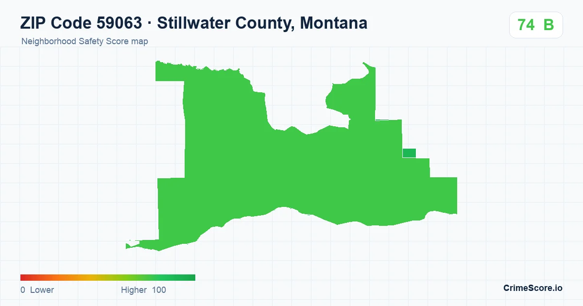 ZIP Code 59063 in Stillwater County, Montana neighborhood Safety Score map