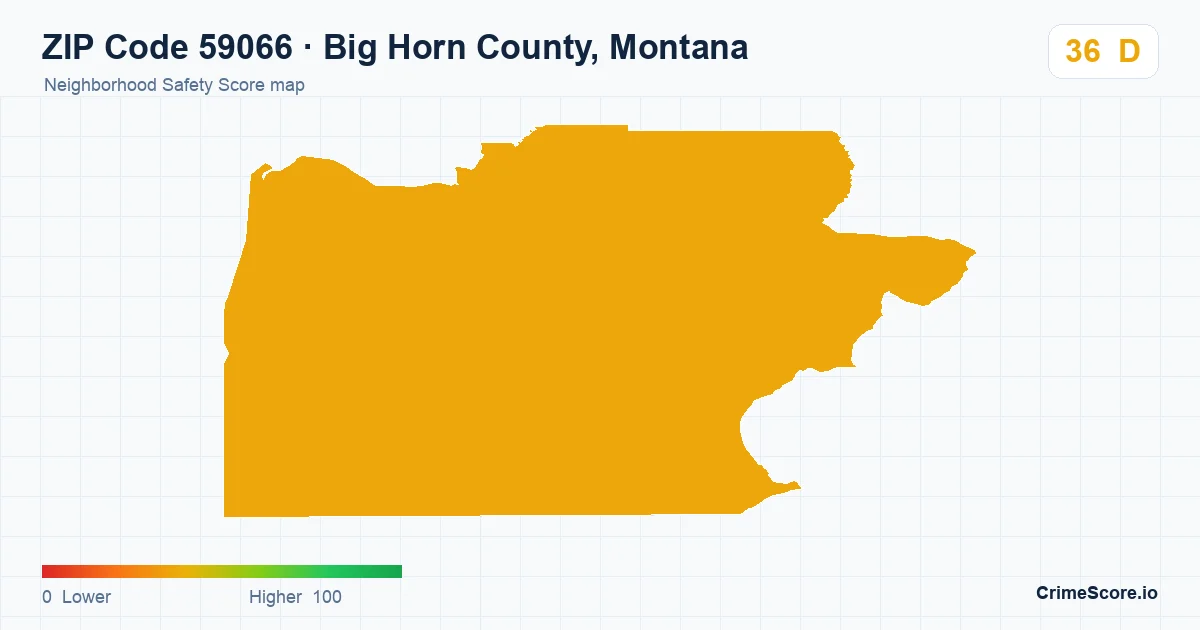 ZIP Code 59066 in Big Horn County, Montana neighborhood Safety Score map