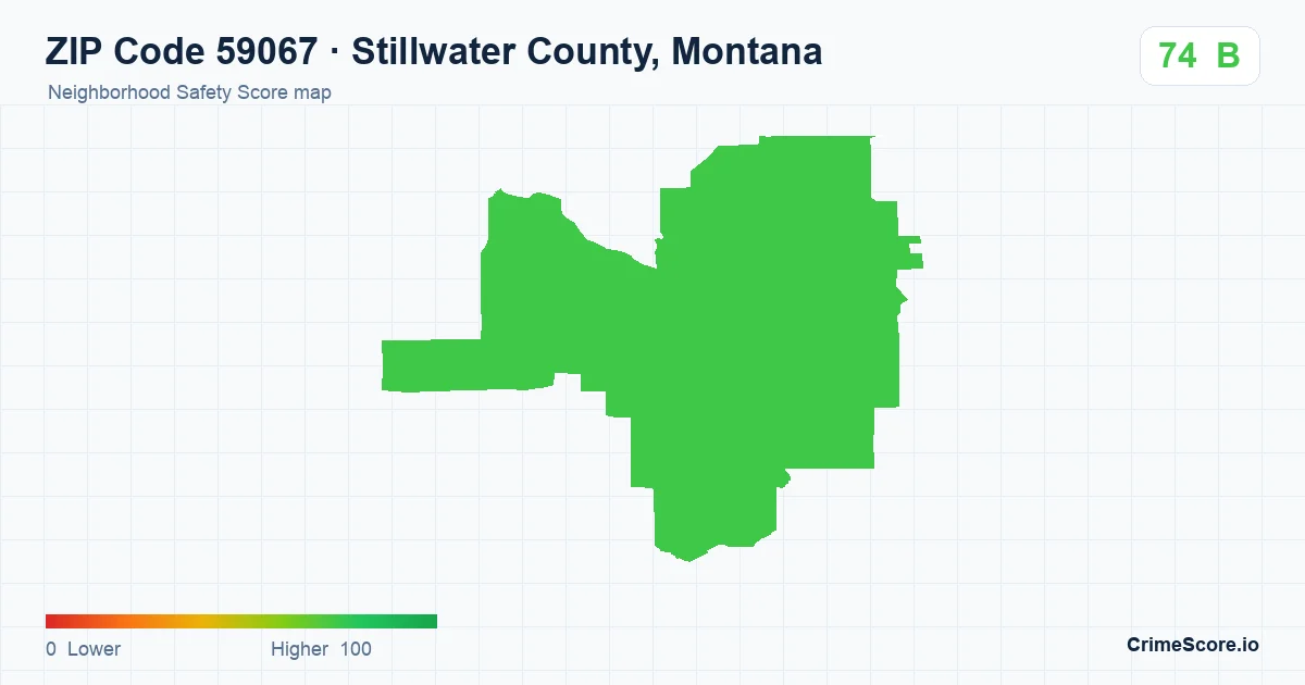 ZIP Code 59067 in Stillwater County, Montana neighborhood Safety Score map