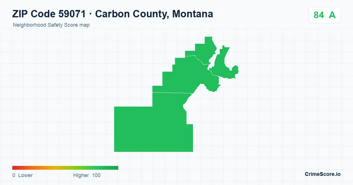 ZIP Code 59071 in Carbon County, Montana neighborhood Safety Score map
